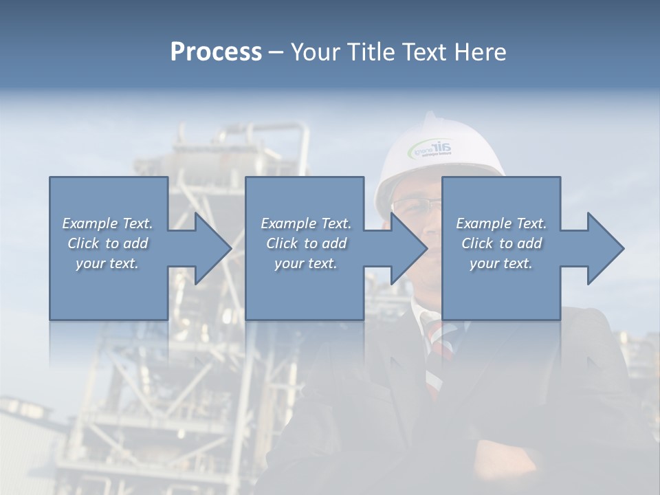 A Man Wearing A Hard Hat Standing In Front Of A Power Plant PowerPoint Template