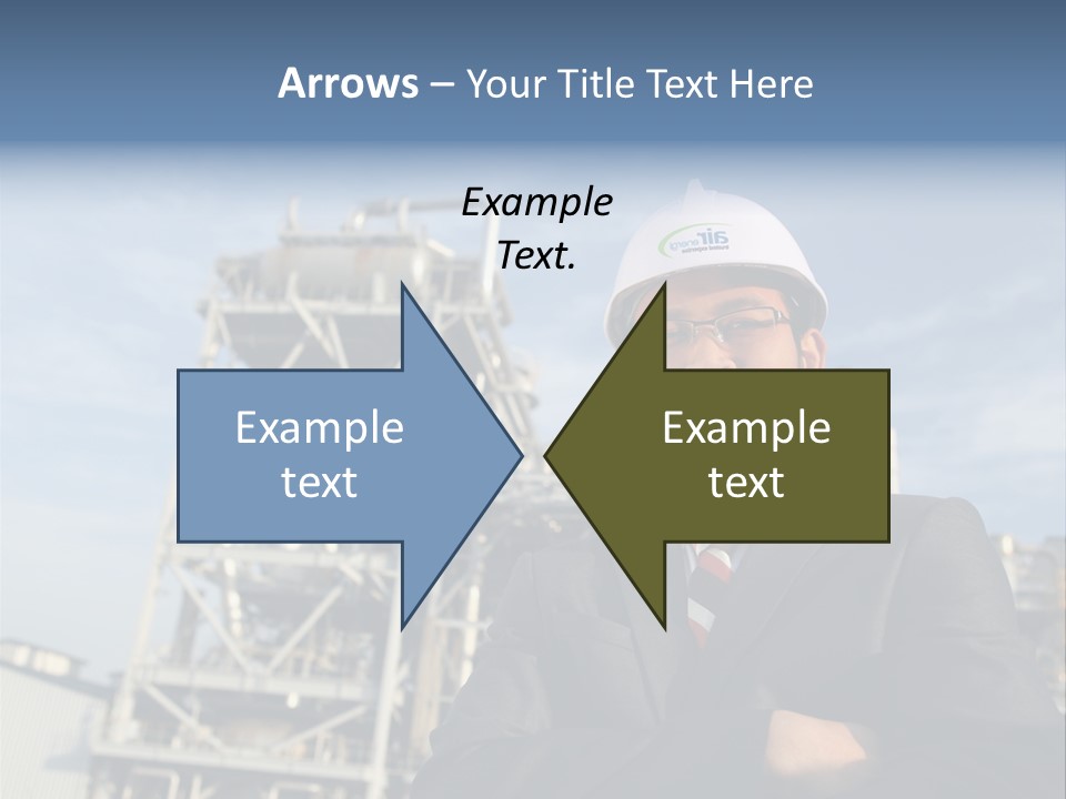 A Man Wearing A Hard Hat Standing In Front Of A Power Plant PowerPoint Template