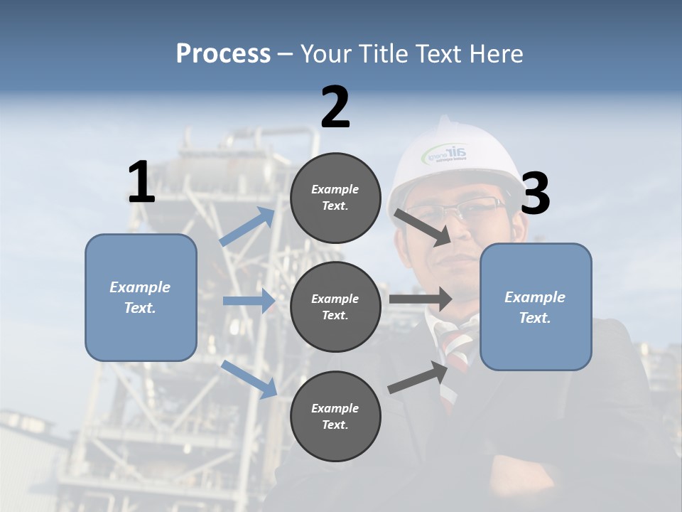 A Man Wearing A Hard Hat Standing In Front Of A Power Plant PowerPoint Template