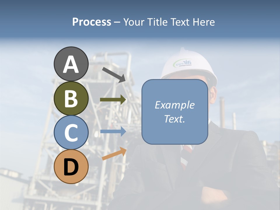 A Man Wearing A Hard Hat Standing In Front Of A Power Plant PowerPoint Template