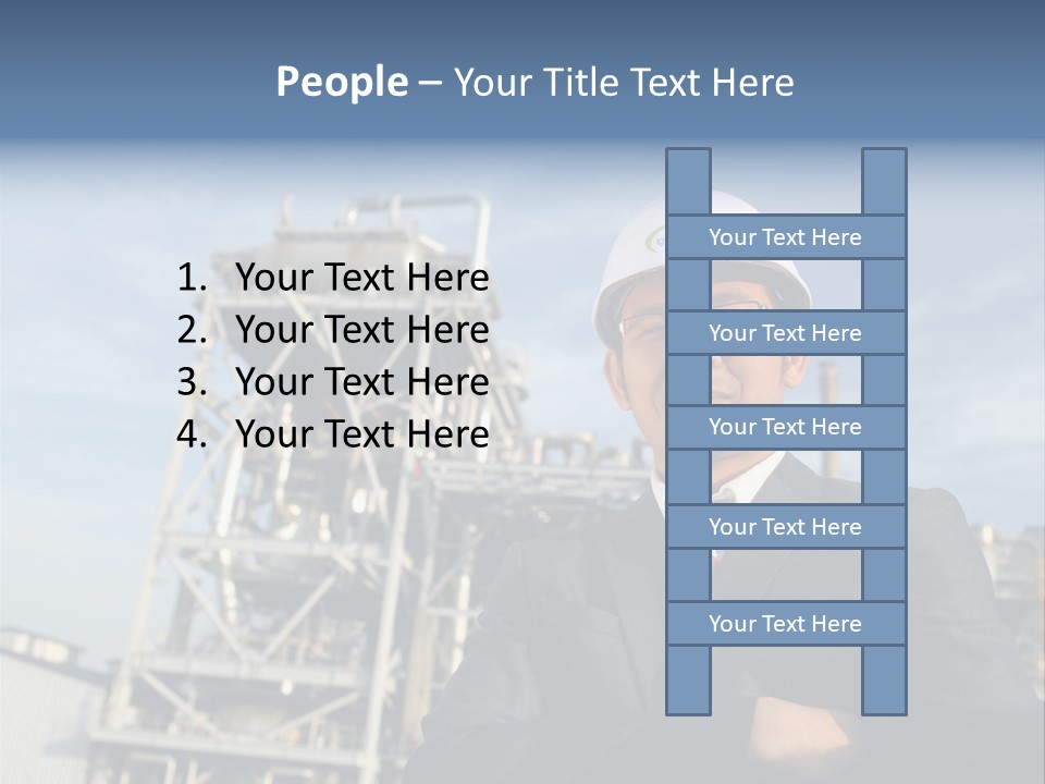 A Man Wearing A Hard Hat Standing In Front Of A Power Plant PowerPoint Template