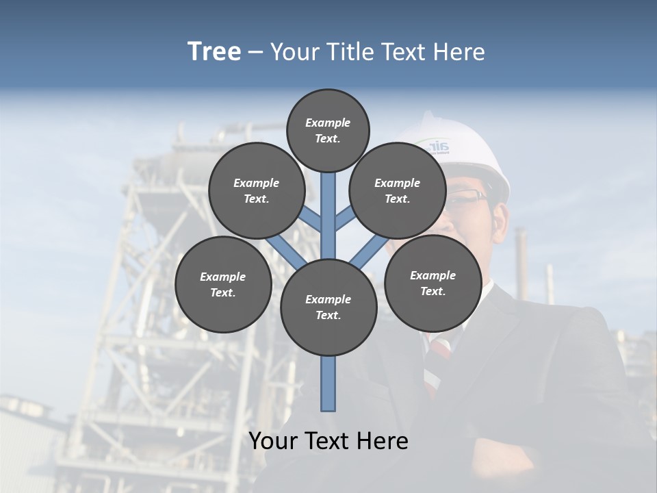 A Man Wearing A Hard Hat Standing In Front Of A Power Plant PowerPoint Template