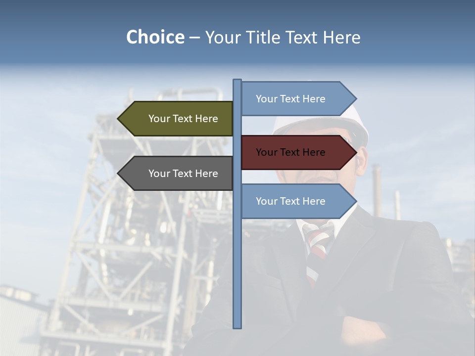 A Man Wearing A Hard Hat Standing In Front Of A Power Plant PowerPoint Template