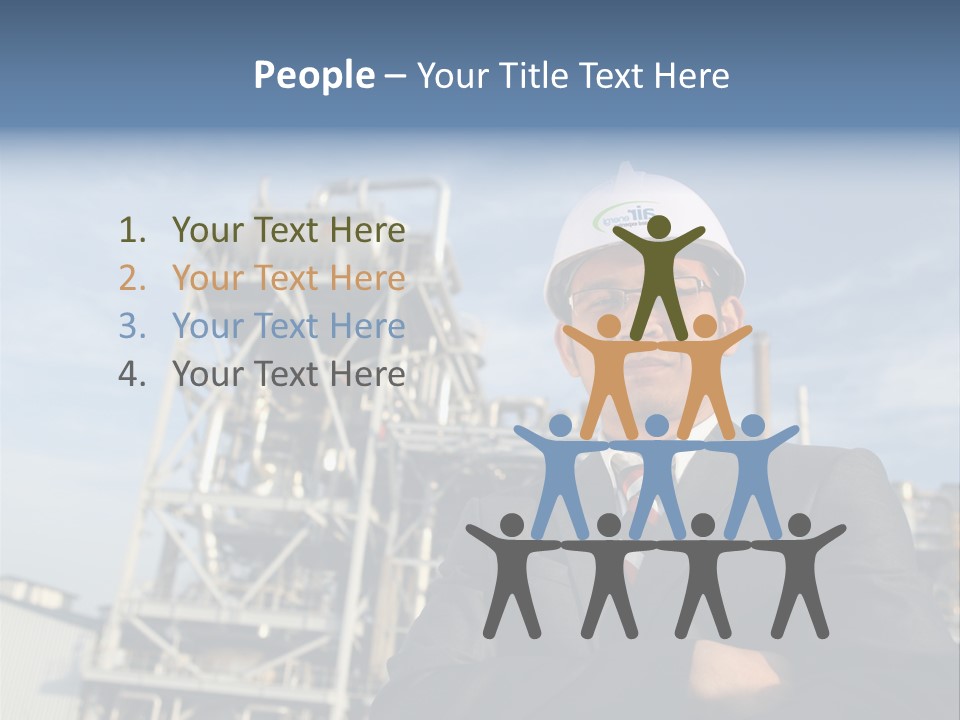 A Man Wearing A Hard Hat Standing In Front Of A Power Plant PowerPoint Template