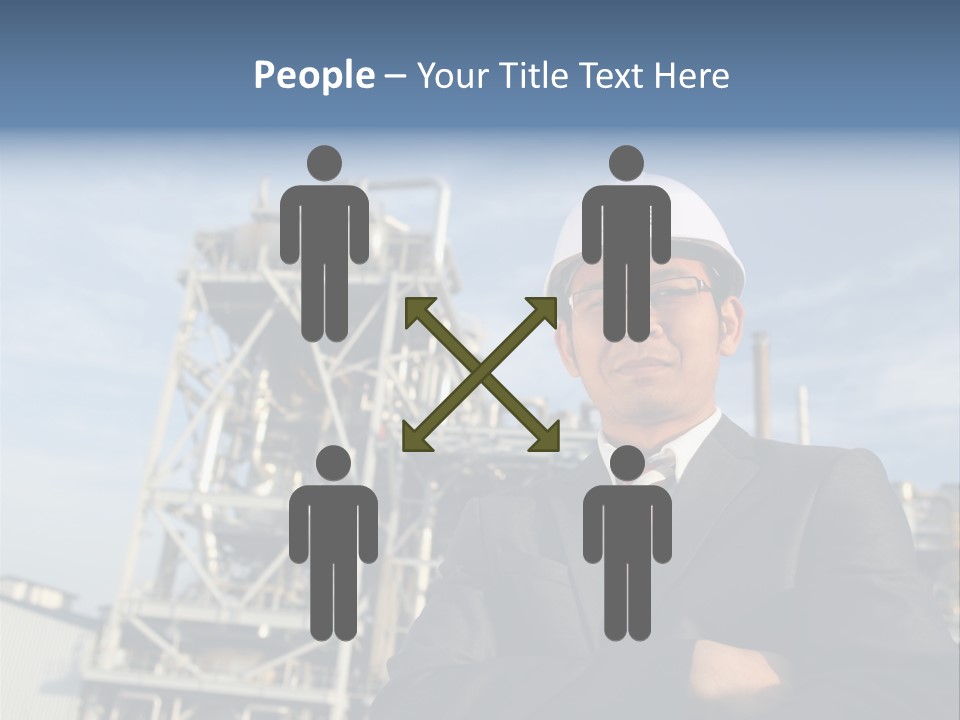 A Man Wearing A Hard Hat Standing In Front Of A Power Plant PowerPoint Template