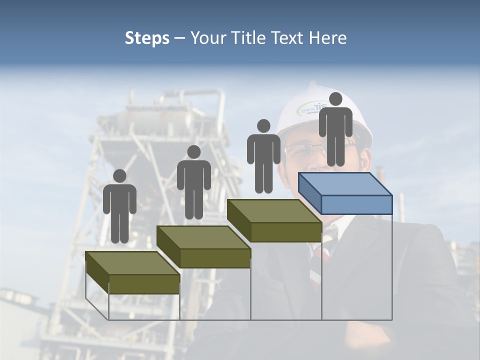 A Man Wearing A Hard Hat Standing In Front Of A Power Plant PowerPoint Template