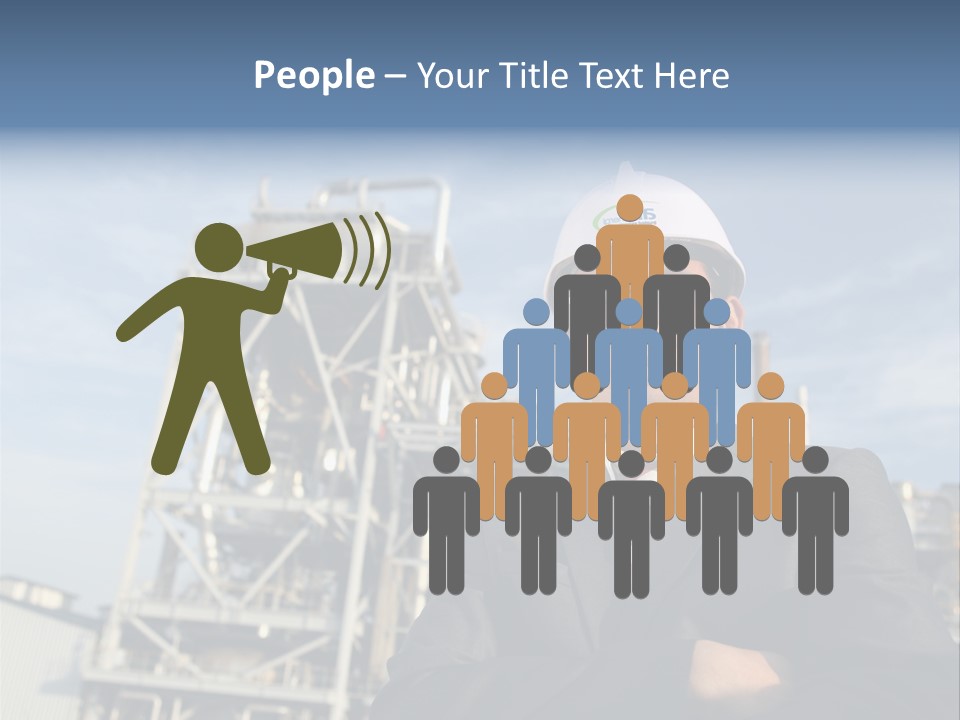 A Man Wearing A Hard Hat Standing In Front Of A Power Plant PowerPoint Template