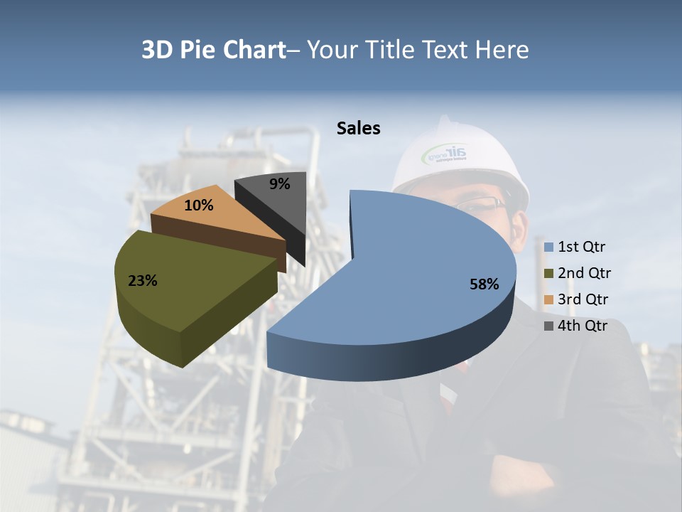 A Man Wearing A Hard Hat Standing In Front Of A Power Plant PowerPoint Template
