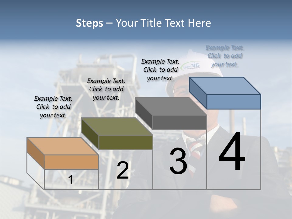 A Man Wearing A Hard Hat Standing In Front Of A Power Plant PowerPoint Template