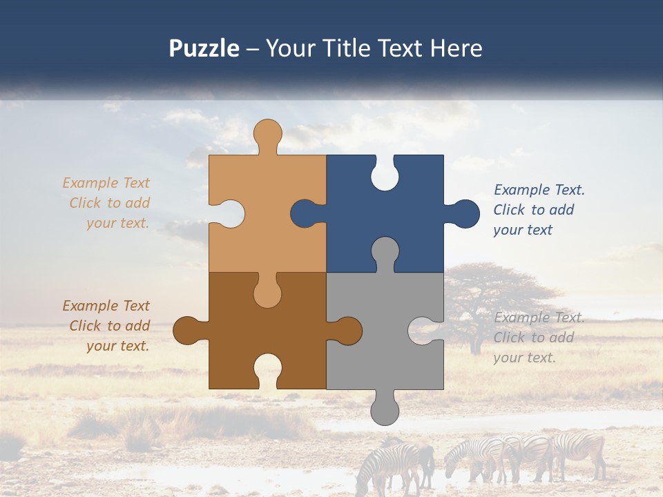 A Group Of Elephants In A Field With A Tree In The Background PowerPoint Template