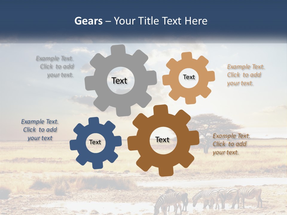 A Group Of Elephants In A Field With A Tree In The Background PowerPoint Template