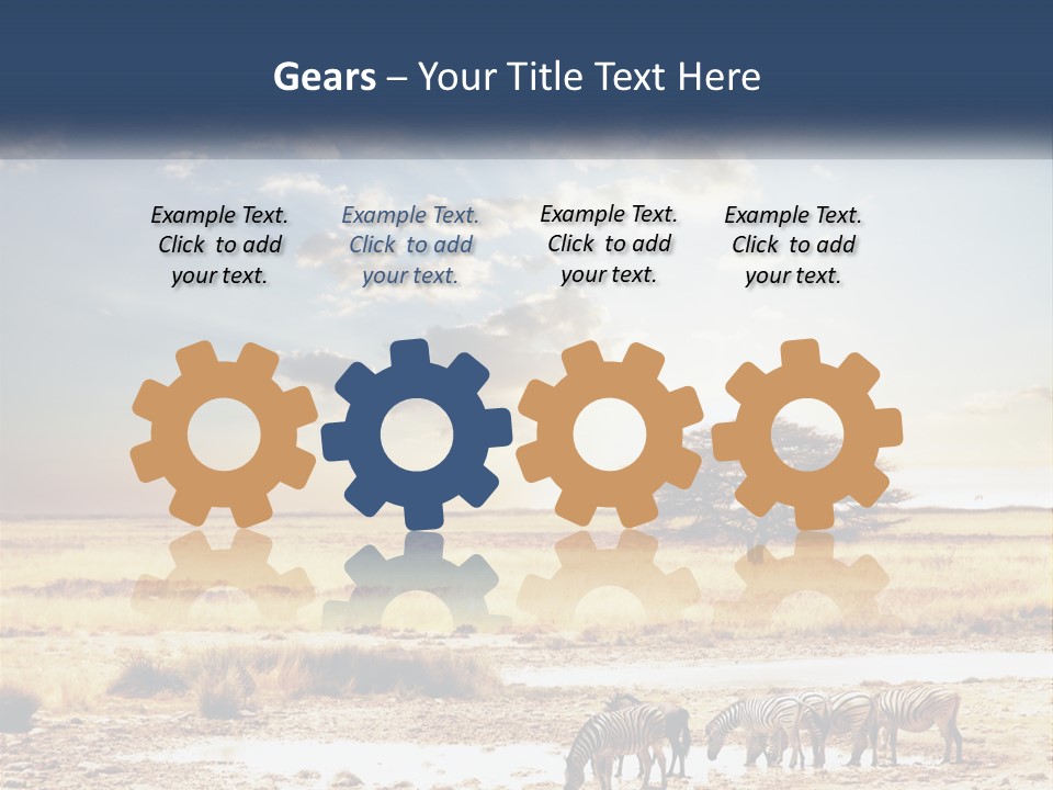 A Group Of Elephants In A Field With A Tree In The Background PowerPoint Template