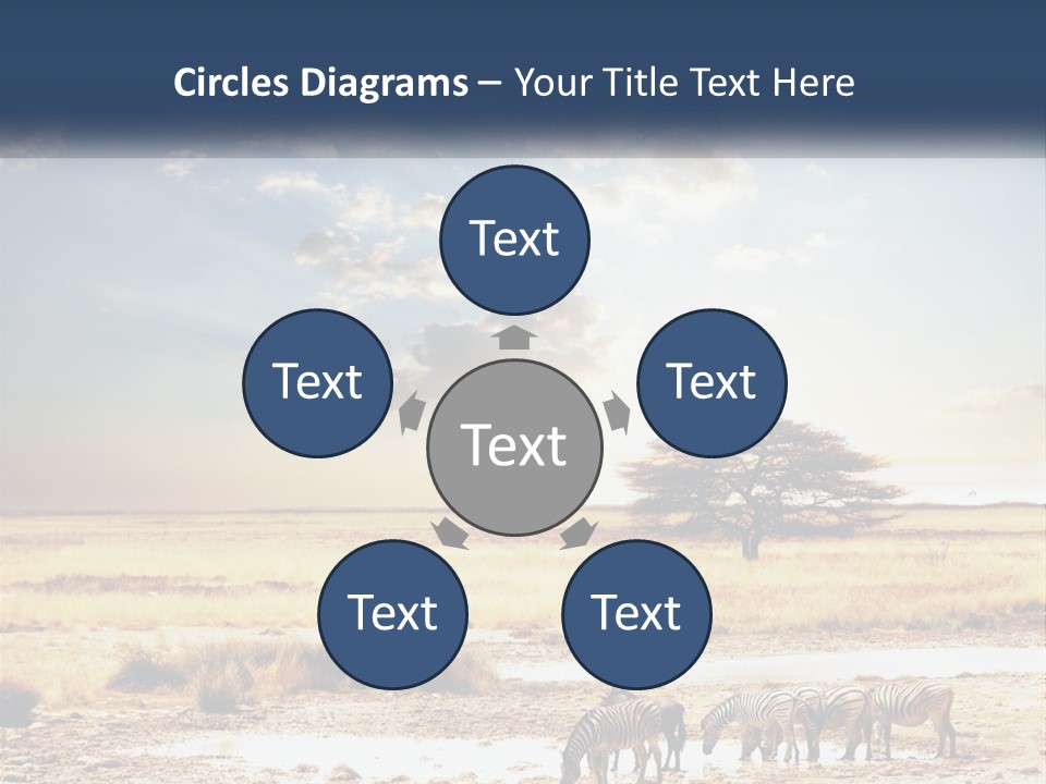 A Group Of Elephants In A Field With A Tree In The Background PowerPoint Template