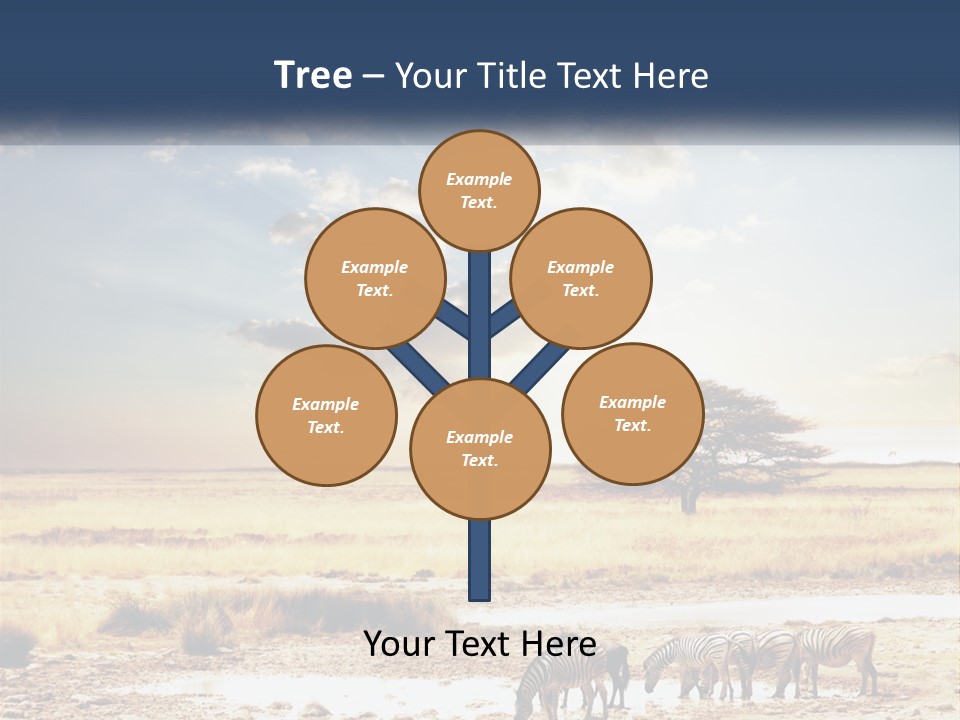 A Group Of Elephants In A Field With A Tree In The Background PowerPoint Template