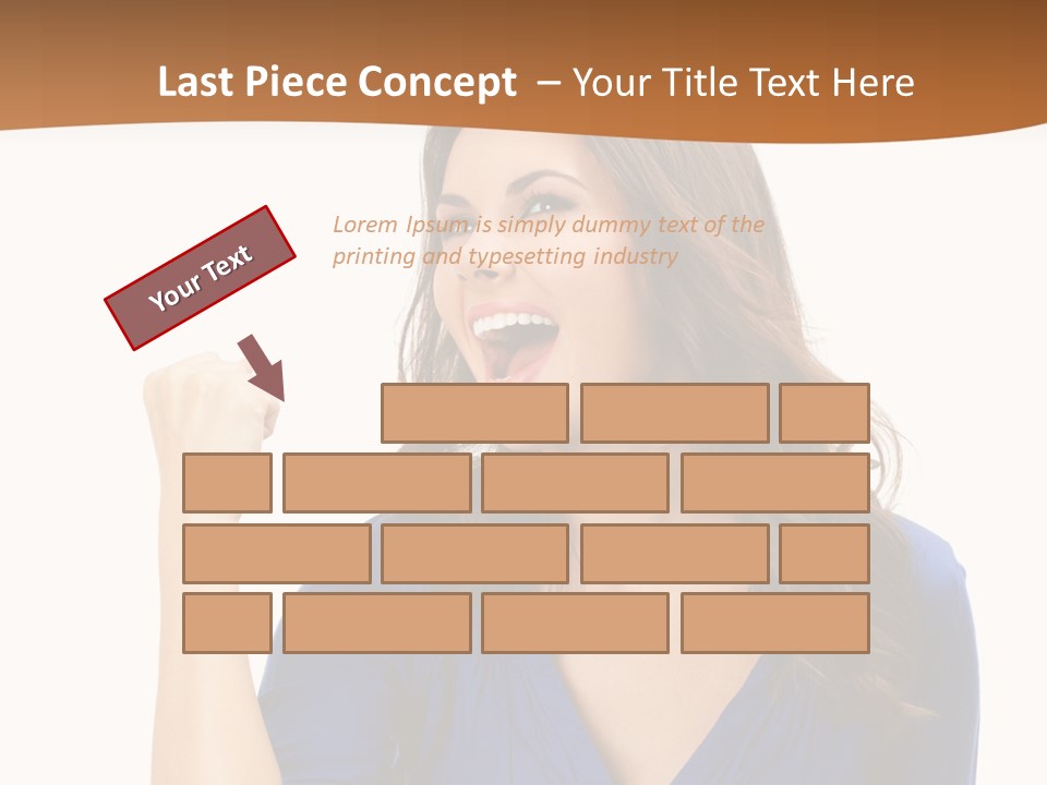 A Woman In A Blue Shirt Is Pointing At Something PowerPoint Template