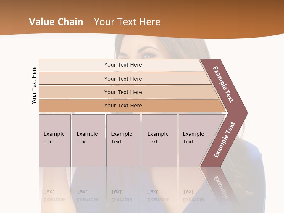 A Woman In A Blue Shirt Is Pointing At Something PowerPoint Template