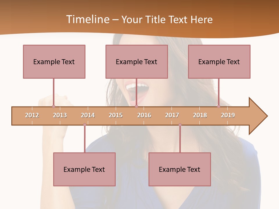 A Woman In A Blue Shirt Is Pointing At Something PowerPoint Template