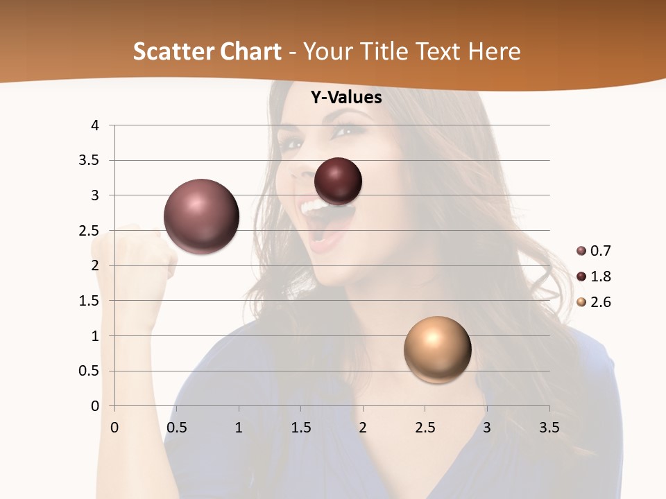 A Woman In A Blue Shirt Is Pointing At Something PowerPoint Template