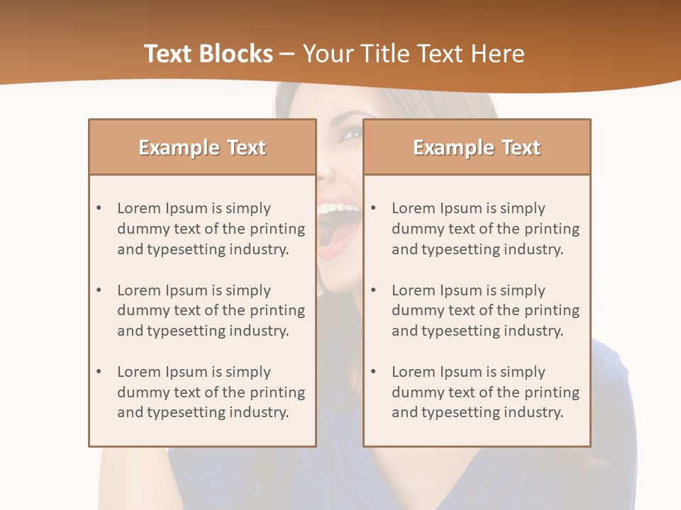 A Woman In A Blue Shirt Is Pointing At Something PowerPoint Template