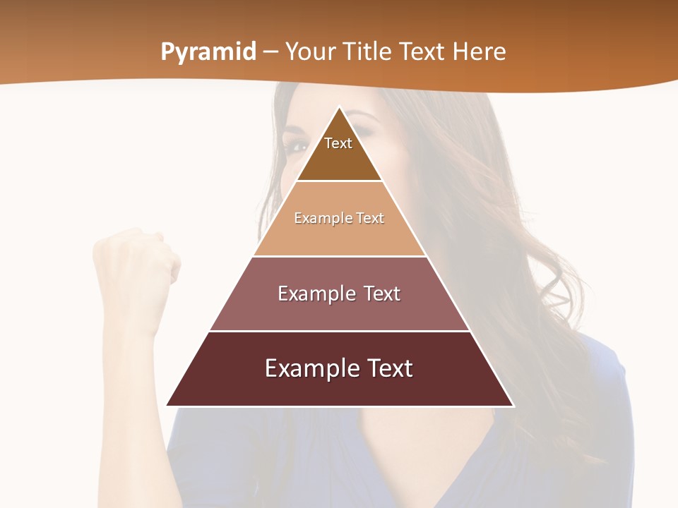 A Woman In A Blue Shirt Is Pointing At Something PowerPoint Template