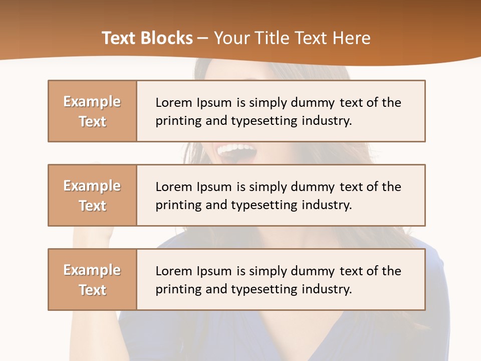 A Woman In A Blue Shirt Is Pointing At Something PowerPoint Template