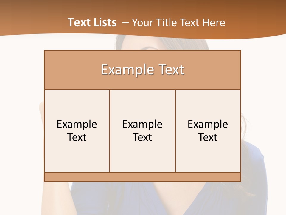 A Woman In A Blue Shirt Is Pointing At Something PowerPoint Template