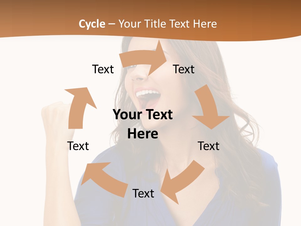 A Woman In A Blue Shirt Is Pointing At Something PowerPoint Template