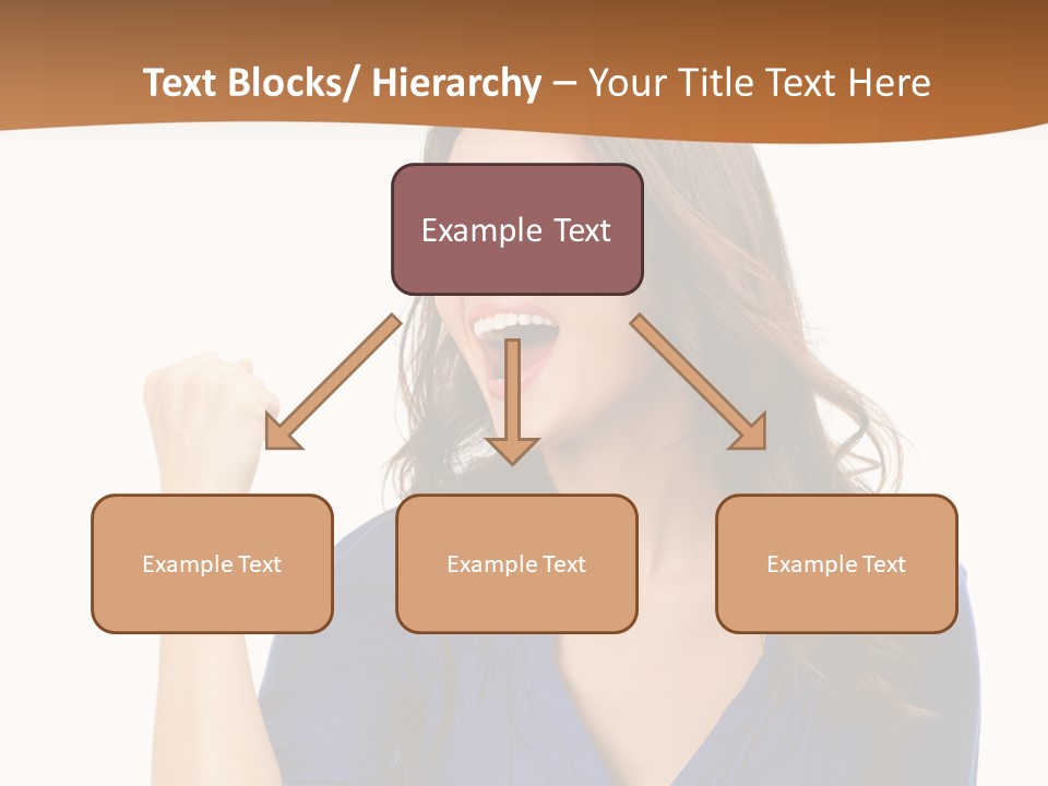 A Woman In A Blue Shirt Is Pointing At Something PowerPoint Template