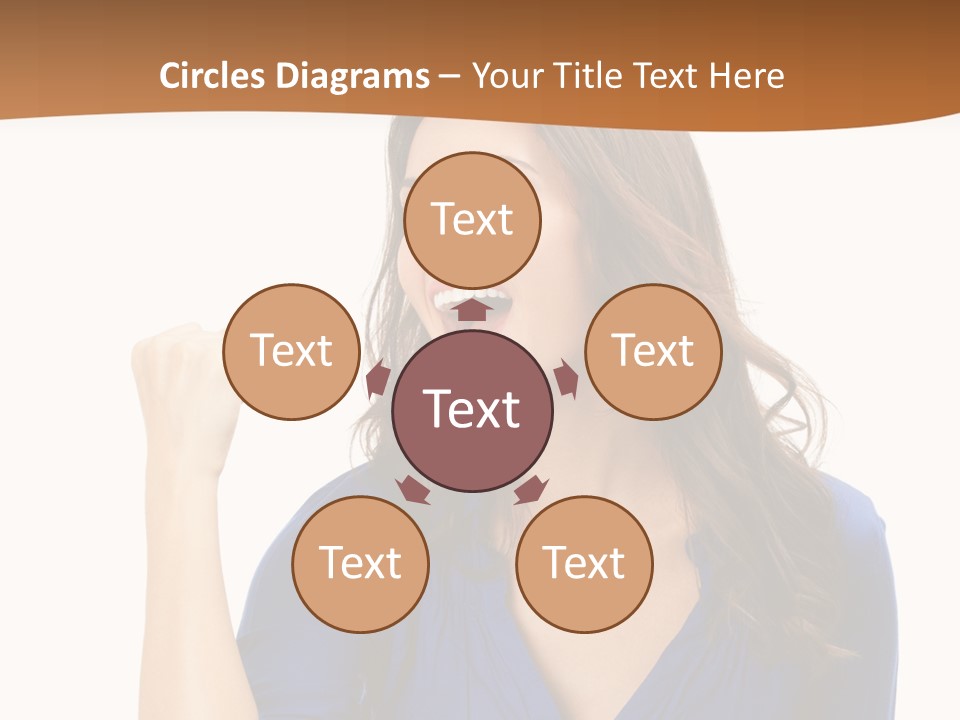 A Woman In A Blue Shirt Is Pointing At Something PowerPoint Template