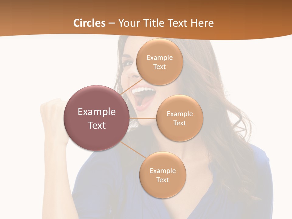 A Woman In A Blue Shirt Is Pointing At Something PowerPoint Template