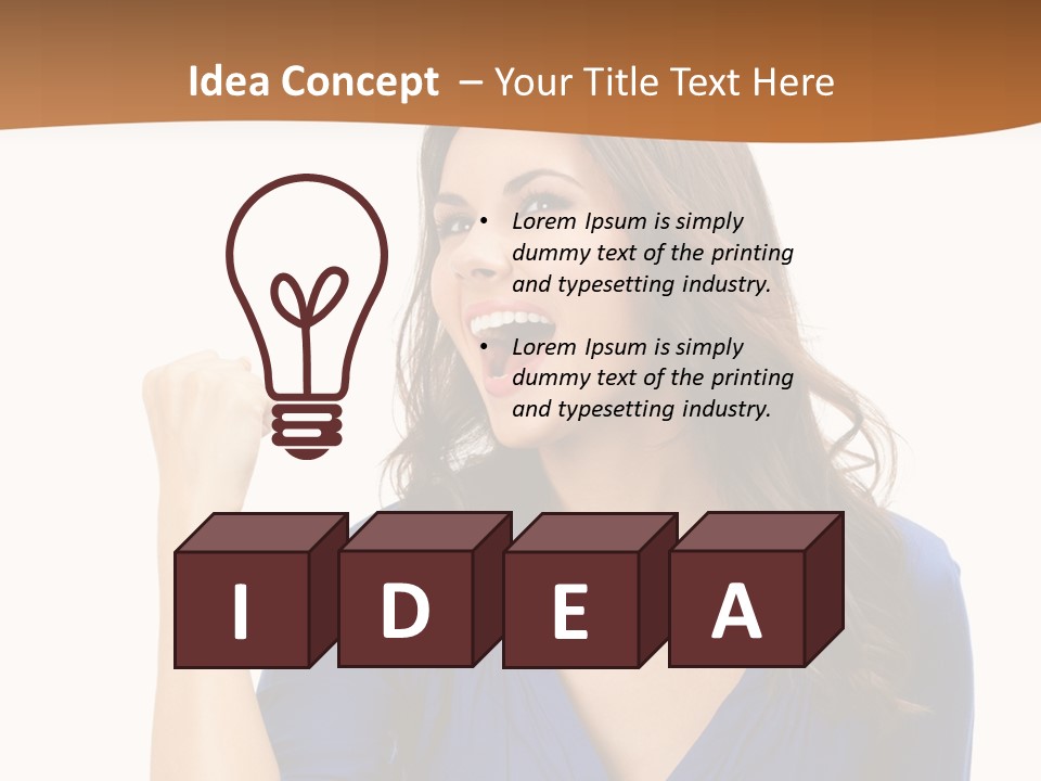 A Woman In A Blue Shirt Is Pointing At Something PowerPoint Template