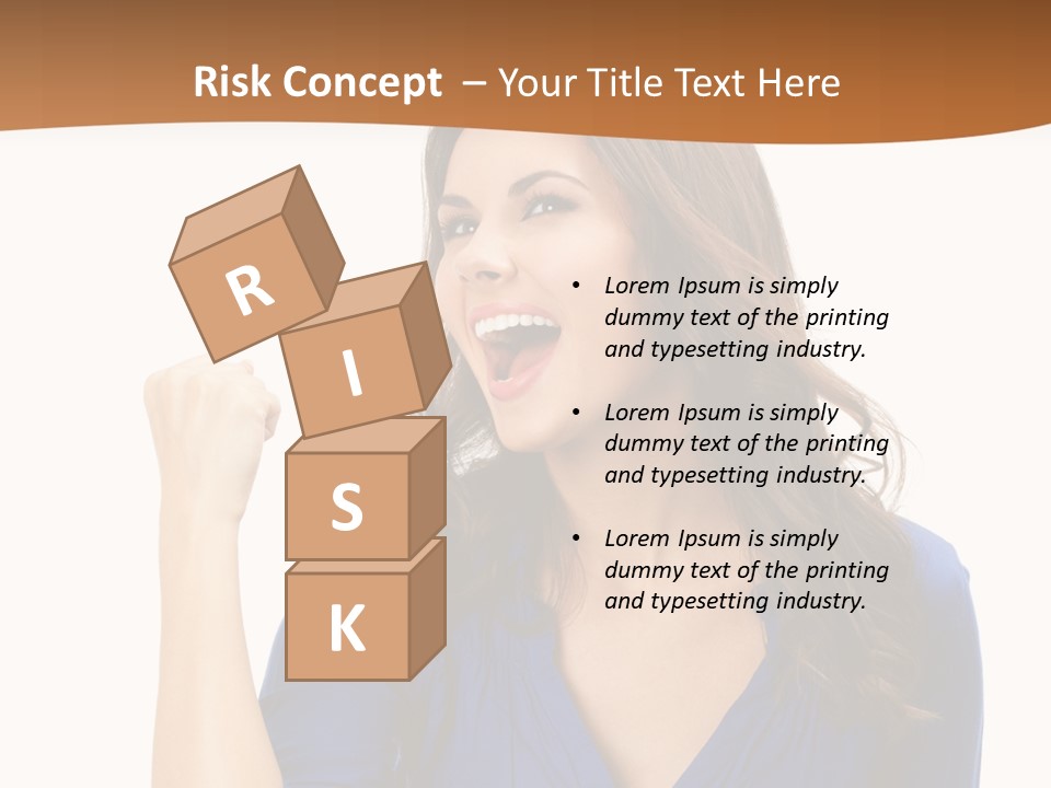 A Woman In A Blue Shirt Is Pointing At Something PowerPoint Template