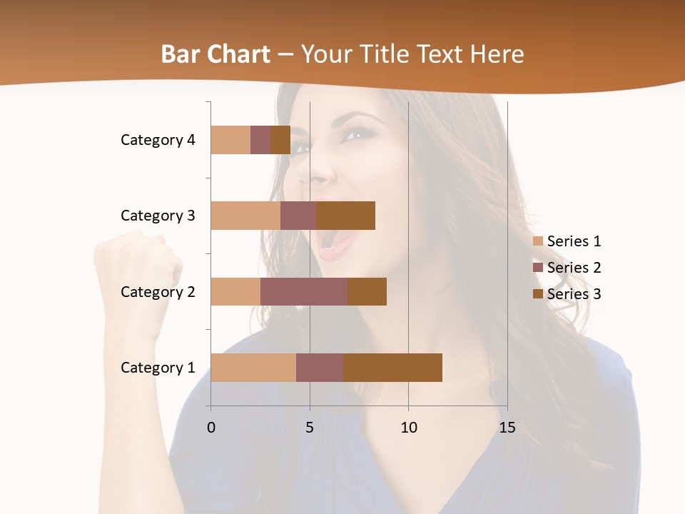 A Woman In A Blue Shirt Is Pointing At Something PowerPoint Template