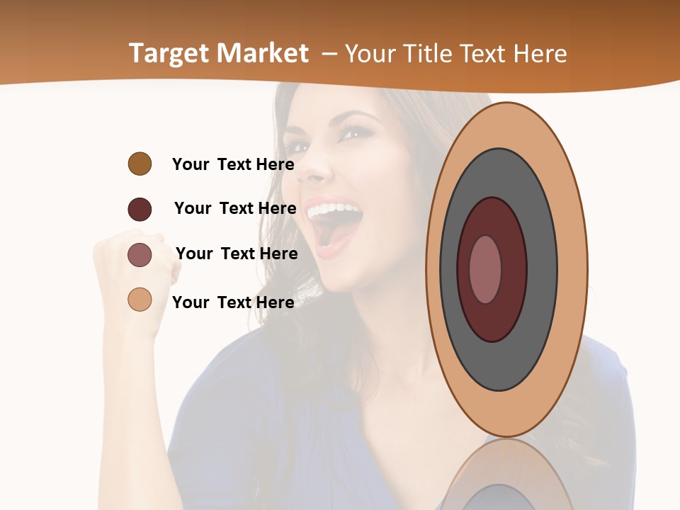 A Woman In A Blue Shirt Is Pointing At Something PowerPoint Template