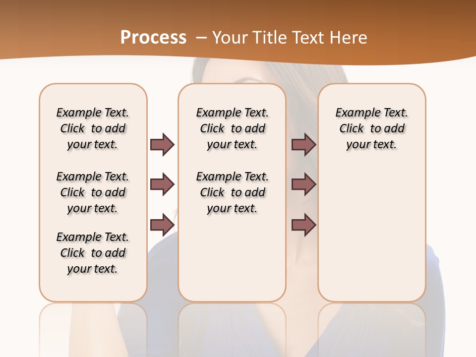 A Woman In A Blue Shirt Is Pointing At Something PowerPoint Template