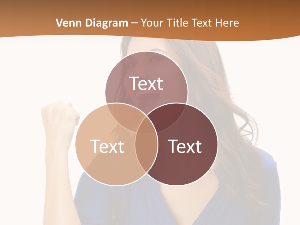 A Woman In A Blue Shirt Is Pointing At Something PowerPoint Template