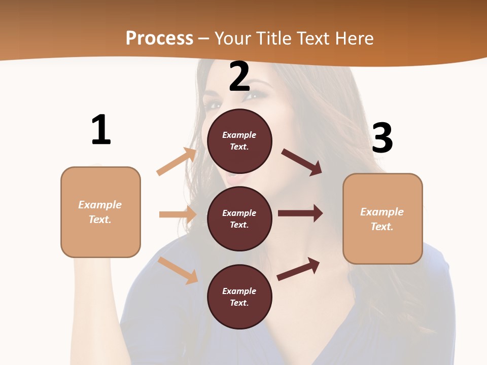 A Woman In A Blue Shirt Is Pointing At Something PowerPoint Template