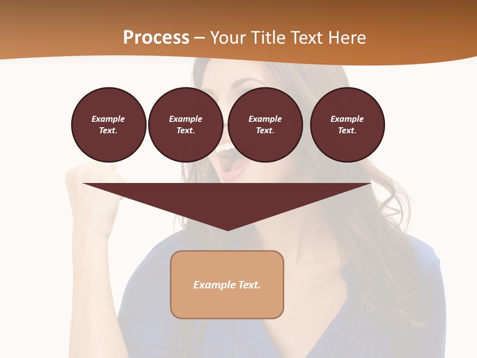 A Woman In A Blue Shirt Is Pointing At Something PowerPoint Template