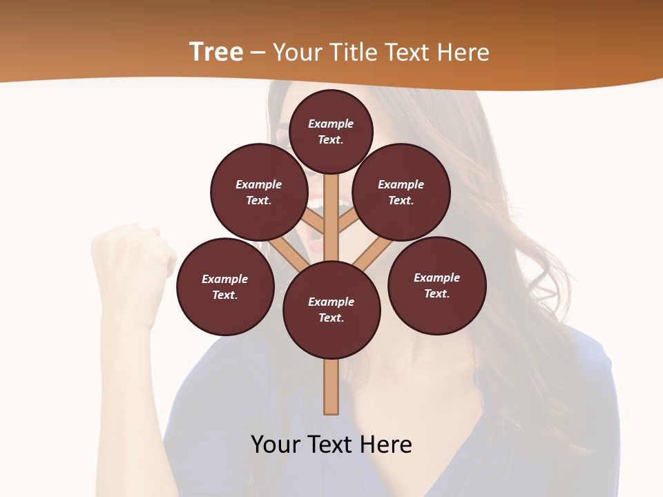 A Woman In A Blue Shirt Is Pointing At Something PowerPoint Template