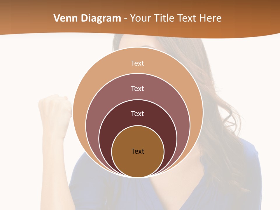 A Woman In A Blue Shirt Is Pointing At Something PowerPoint Template