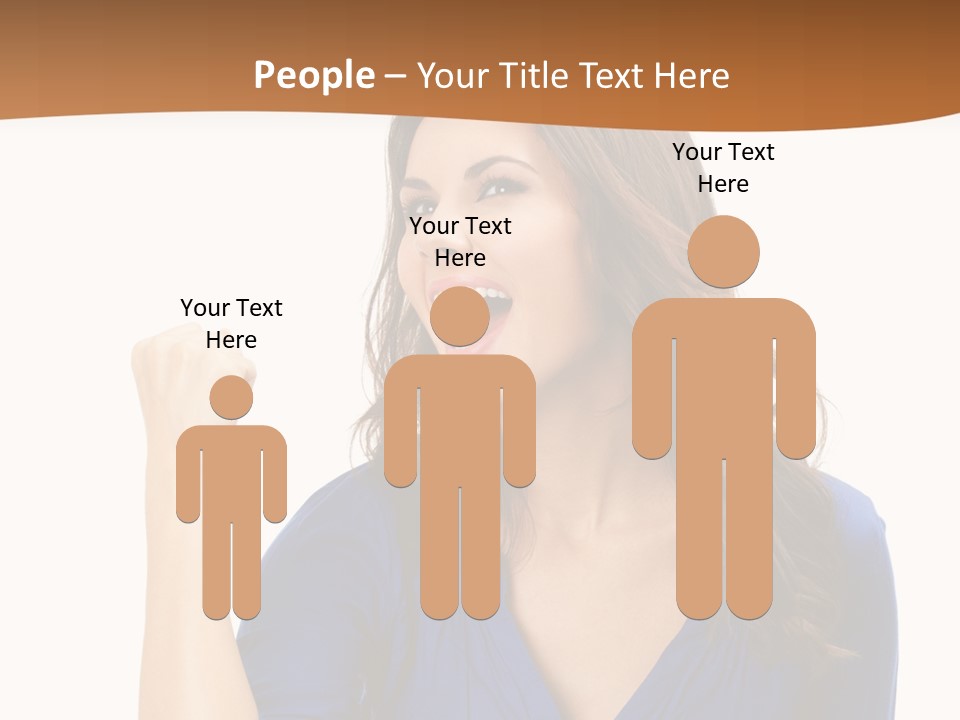 A Woman In A Blue Shirt Is Pointing At Something PowerPoint Template