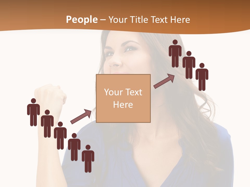 A Woman In A Blue Shirt Is Pointing At Something PowerPoint Template