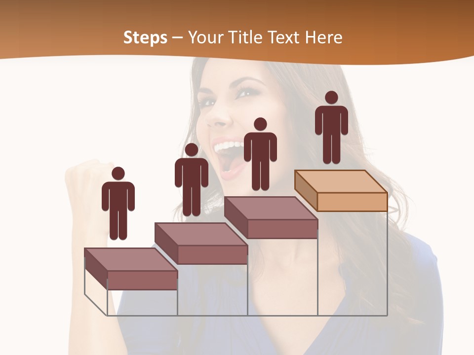 A Woman In A Blue Shirt Is Pointing At Something PowerPoint Template