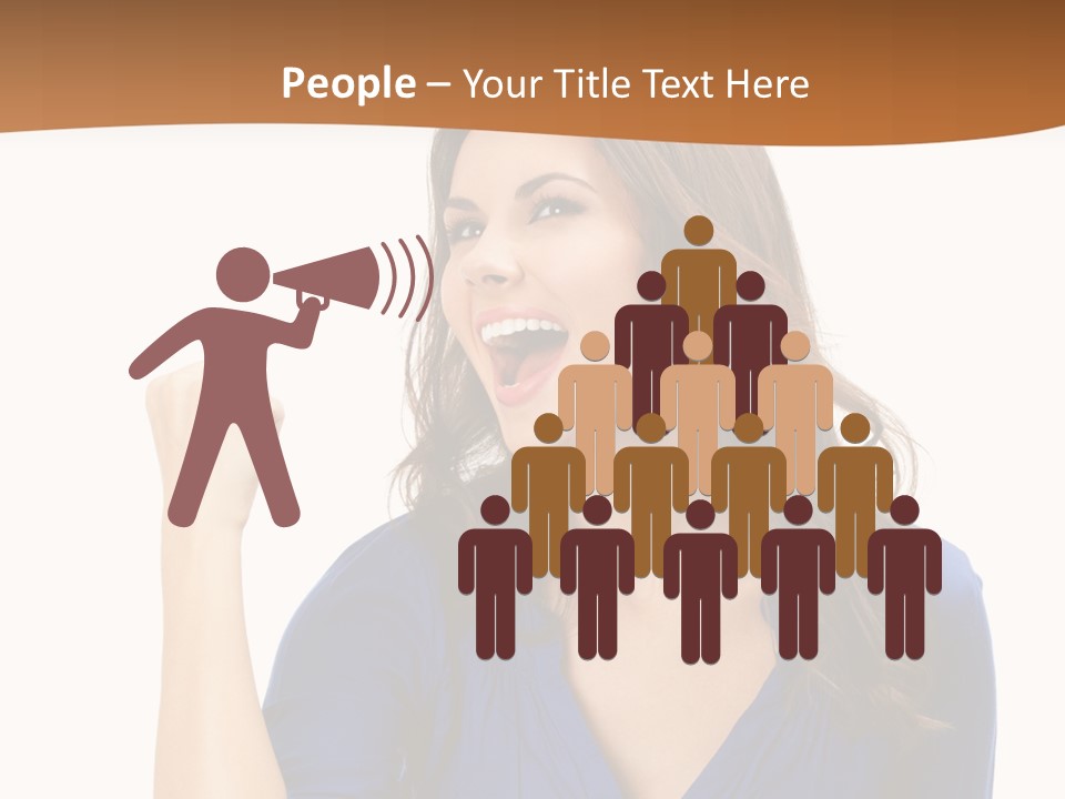 A Woman In A Blue Shirt Is Pointing At Something PowerPoint Template