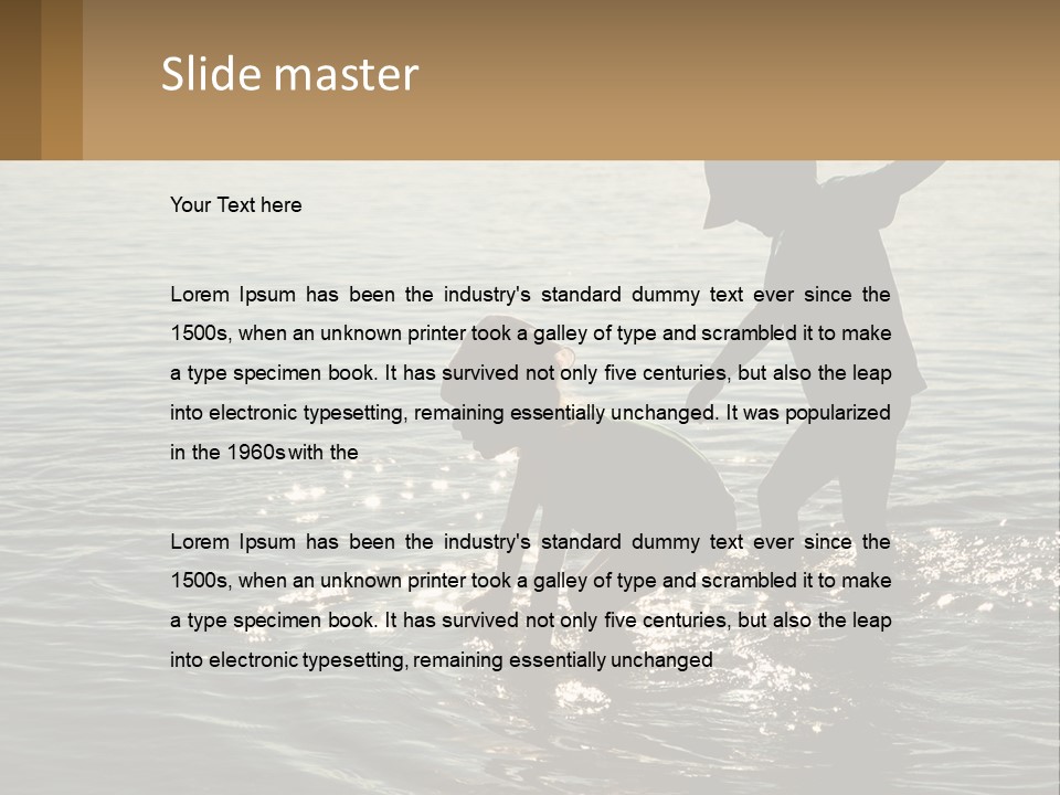 Two Children Playing In A Body Of Water PowerPoint Template