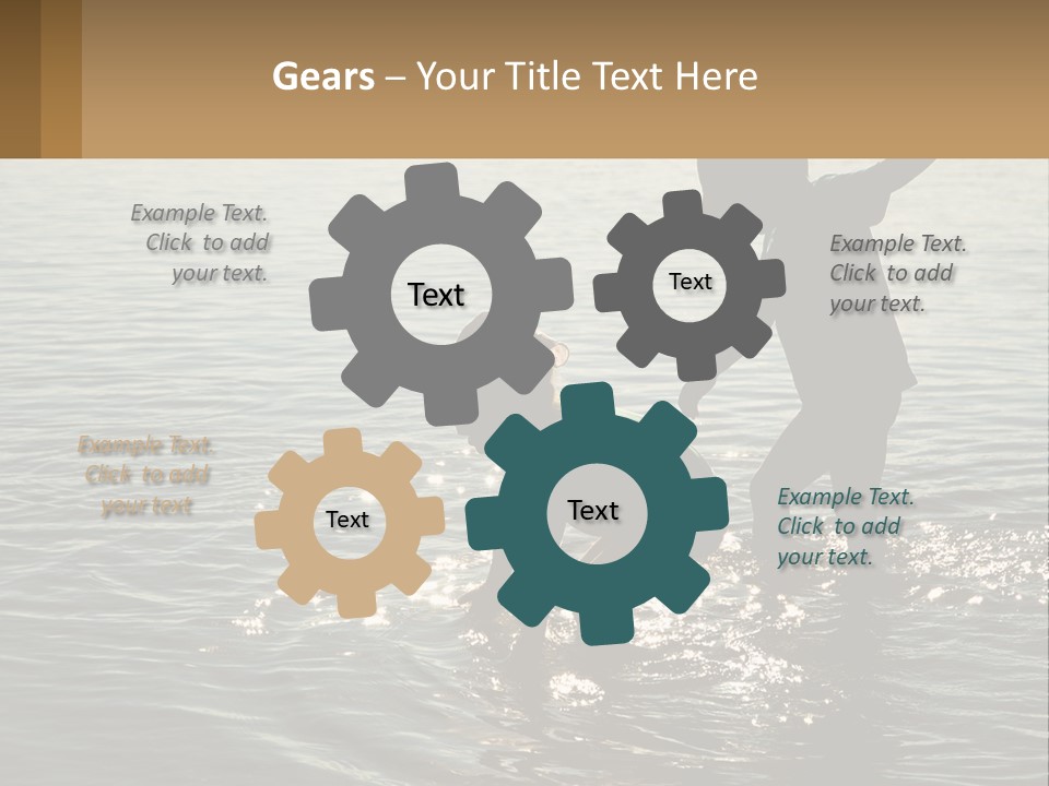 Two Children Playing In A Body Of Water PowerPoint Template