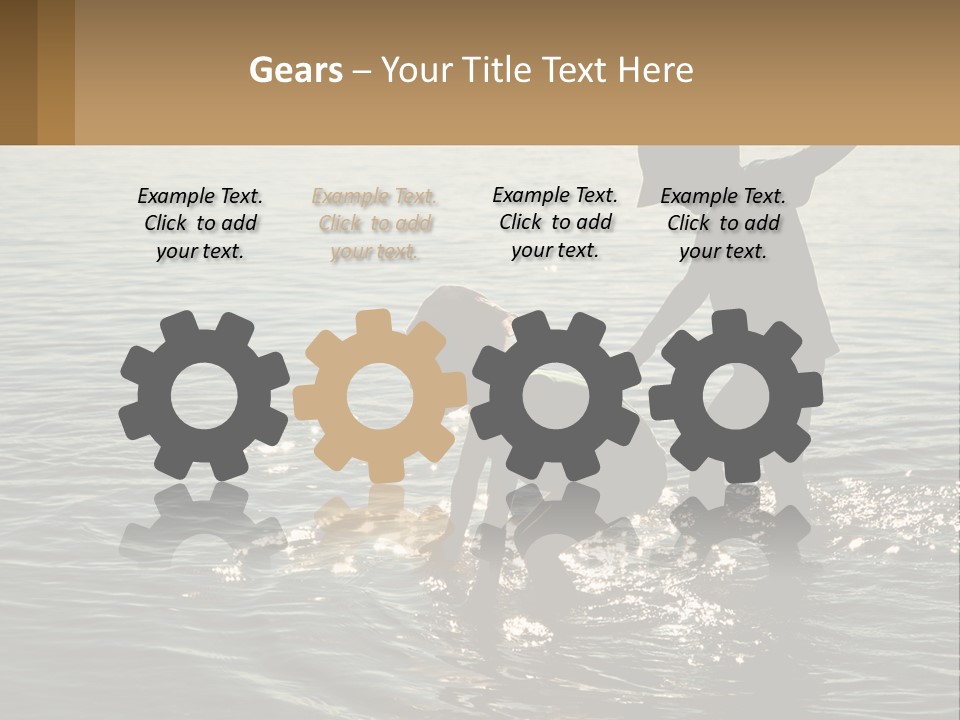 Two Children Playing In A Body Of Water PowerPoint Template