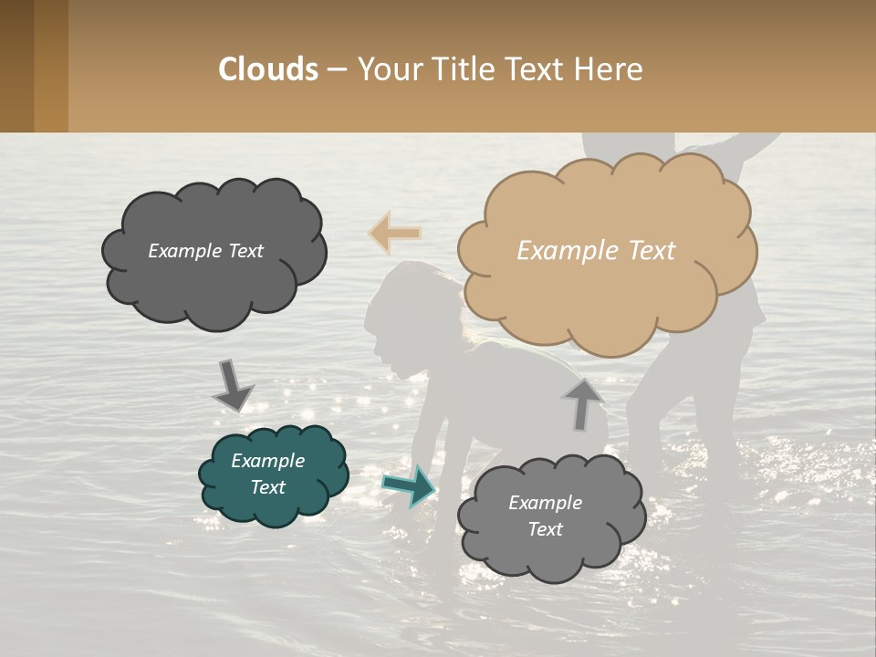 Two Children Playing In A Body Of Water PowerPoint Template