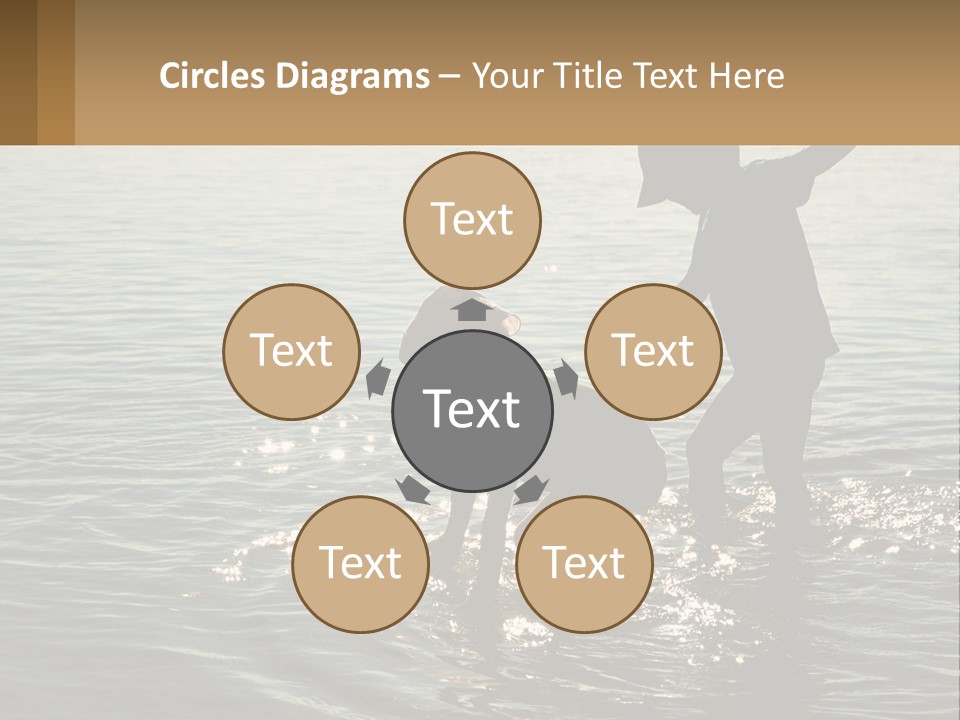 Two Children Playing In A Body Of Water PowerPoint Template