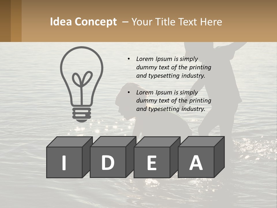 Two Children Playing In A Body Of Water PowerPoint Template